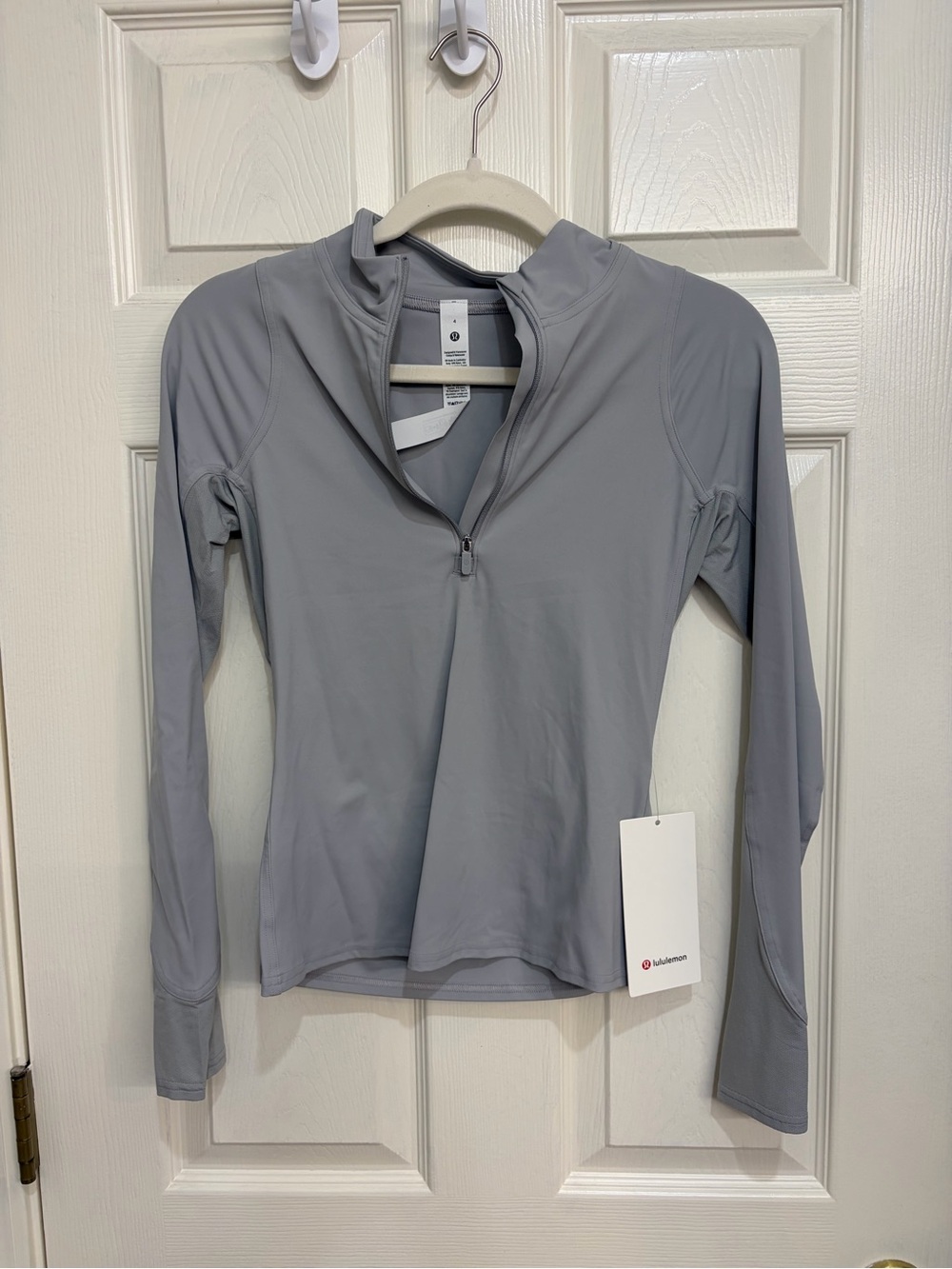 162. Lululemon Nulux Half-Zip Long Sleeve Shirt Silver dew/gray NWT size 4